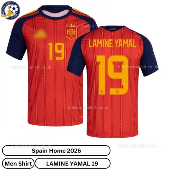 Spain LAMINE YAMAL 19 Home 2026 Men Football Shirt- overview