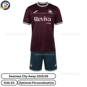 Swansea City Away Kids Football Kit 25_26-front view
