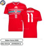 Wales JOHNSON 11 Home 2026 Men Football Shirt - overview