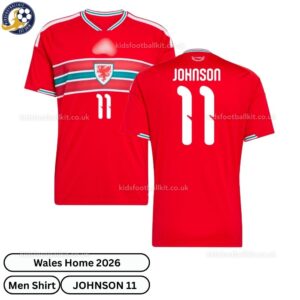 Wales JOHNSON 11 Home 2026 Men Football Shirt - overview