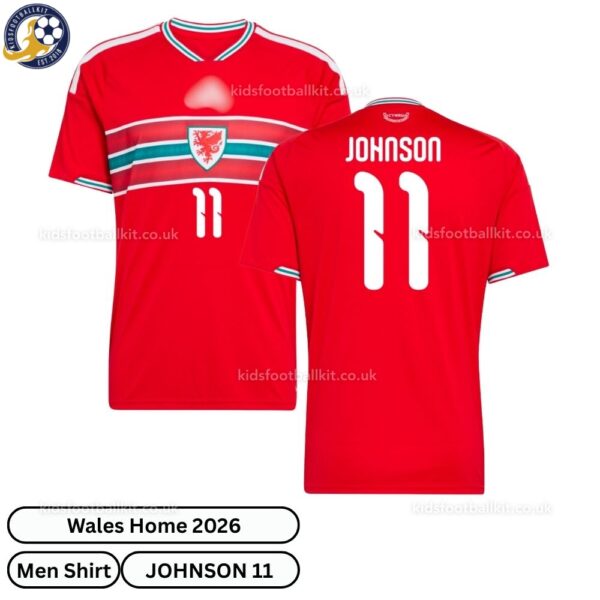 Wales JOHNSON 11 Home 2026 Men Football Shirt - overview