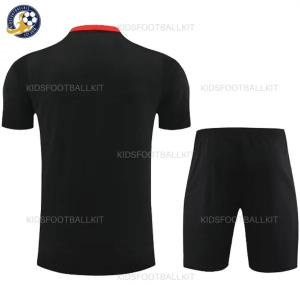 l-p Training Kids Football Kit 2024_25 (No Socks) – Black Red - back view