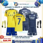Al Nassr home & Real Madrid away Kids Football Kit 25_26 - RONALDO 7 & MBAPPÉ 10