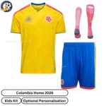 Colombia World Cup Home Kids Football Kit 2026-over view with socks