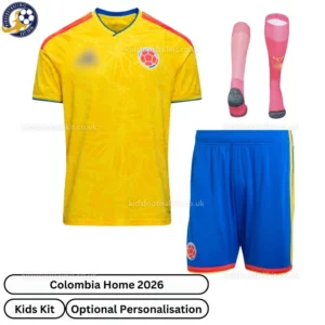 Colombia World Cup Home Kids Football Kit 2026-over view with socks