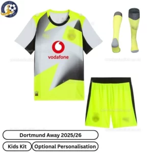 D-m Away Kids Football Kit 2025_26-front view with socks