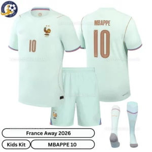 France Away Kids Kit 2026-over view with socks- MBAPPE 10