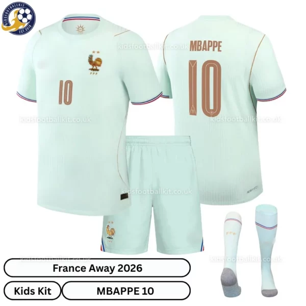 France Away Kids Kit 2026-over view with socks- MBAPPE 10