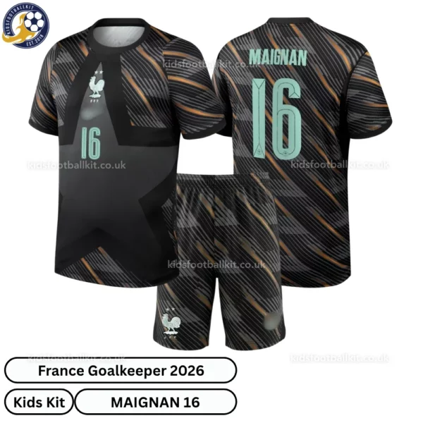 France Goalkeeper Kids Kit 2026-over view-black-MAIGNAN 16