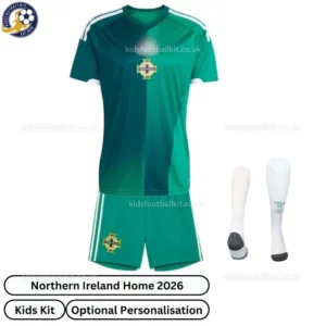 Northern Ireland Home Kids Kit 2026-front view with socks