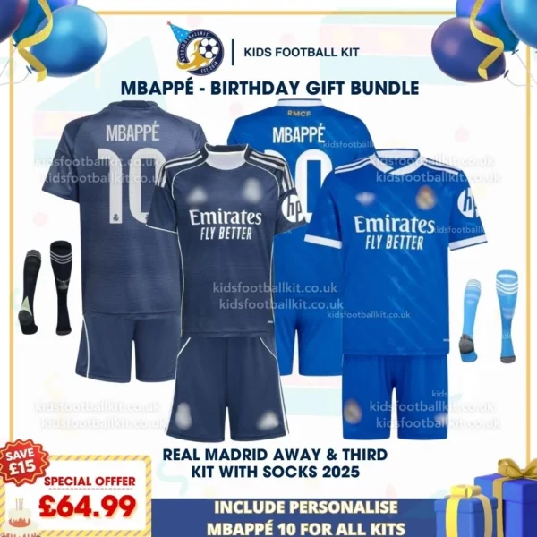 Real Madrid Away & Third Kids Kit 25_26 - MBAPPÉ 10