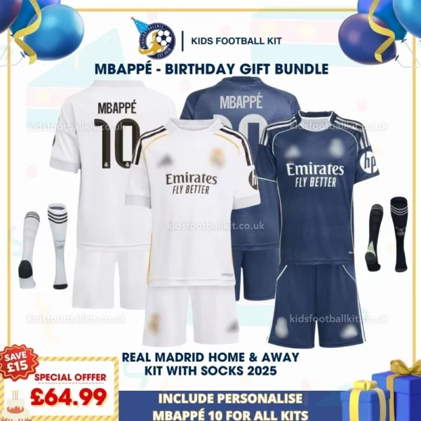 Real Madrid Home & Away Kids Kit 25_26 - MBAPPÉ 10