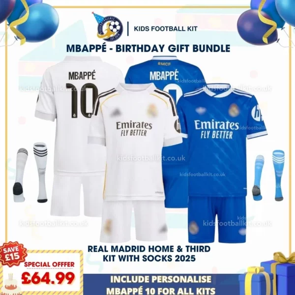 Real Madrid Home & Third Kids Kit 25_26 - MBAPPÉ 10