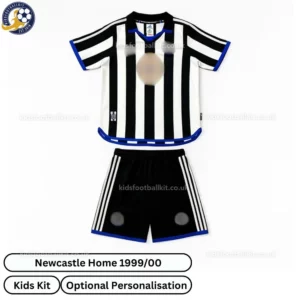 Retro Newcastle Home Kids Football Kit 1999_00-front view