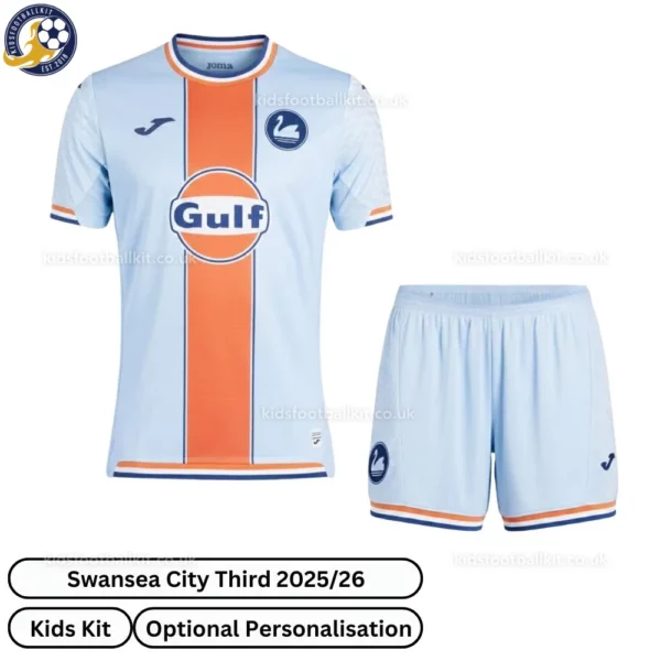 Swansea City Third Kids Football Kit 25_26-front view