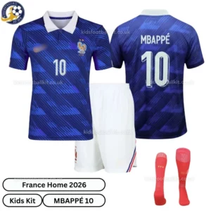 France Home Kids Kit 2026-over view - MBAPPE 10-r