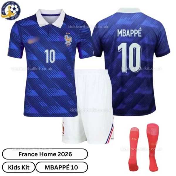 France World Cup 2026 Home Kids Kit MBAPPÉ 10 | Gift for Kids
