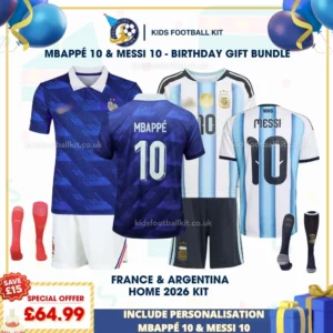 France and Argentina World Cup Home Kids Football Kit 2026 with socks_MBAPPE 10 and MESSI 10 -r