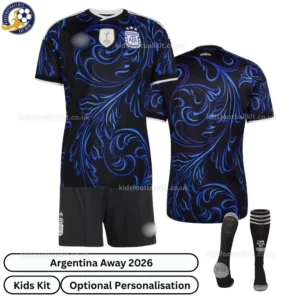 Argentina Away Kids Kit 2026-over view with socks