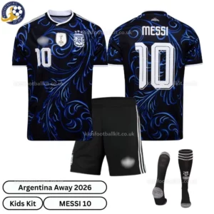 Argentina Away Kids Kit 2026-over view with socks-MESSI 10