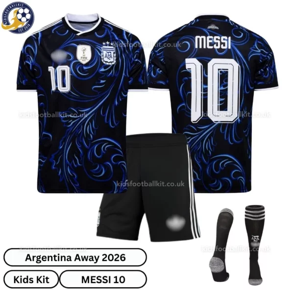 Argentina Away Kids Kit 2026-over view with socks-MESSI 10