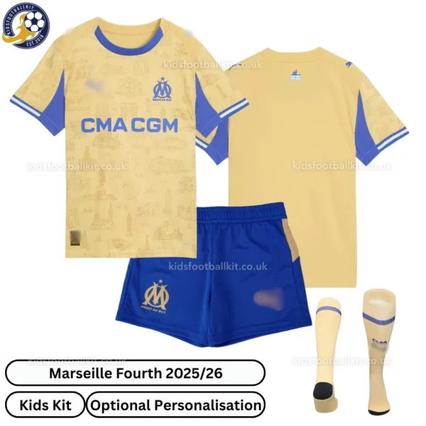 Marseille Fourth Kids Kit 25_26-over view with socks