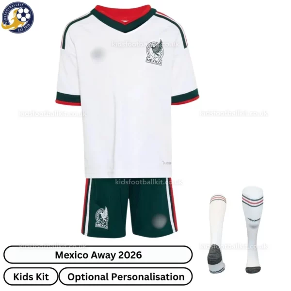 Mexico Away Kids Kit 2026-front view with socks