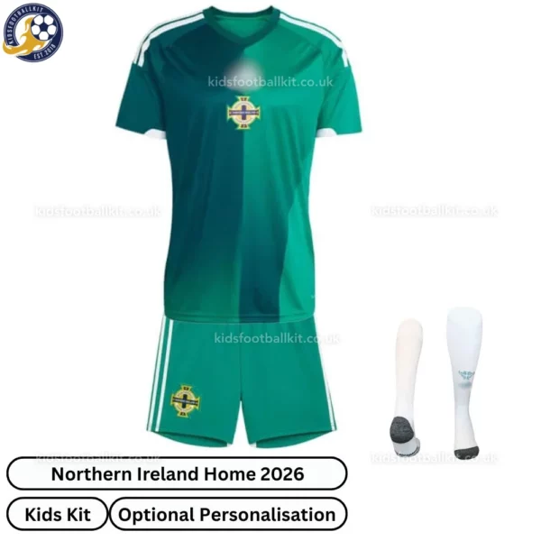 Northern Ireland Home Kids Kit 2026 with socks