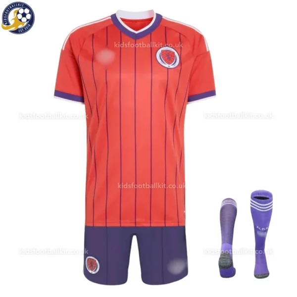 Scotland Away Kids Kit 2026-front view with socks