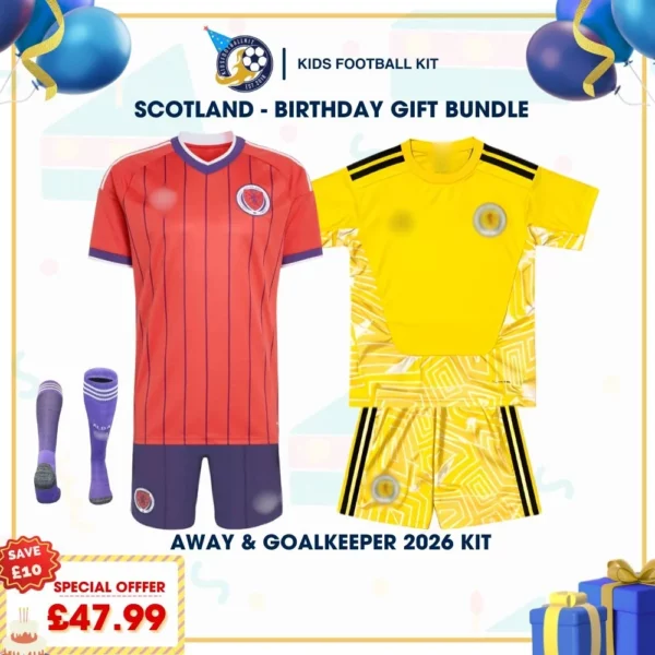Scotland away and goalkeeper kids kits 2026