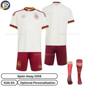 Spain Away Kids Kit 2026-over view with socks