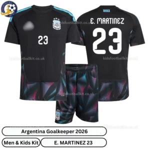 Argentina Goalkeeper Men and Kids Kit 2026-over view-E. MARTINEZ 23