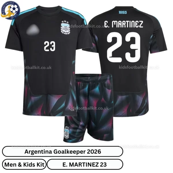 Argentina Goalkeeper Men and Kids Kit 2026-over view-E. MARTINEZ 23