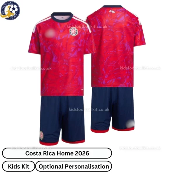Costa Rica World Cup Home Kids Kit 2026-over view