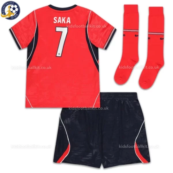 England SAKA 7 Away World Cup 2026 Kids Football Kit -back view with socks