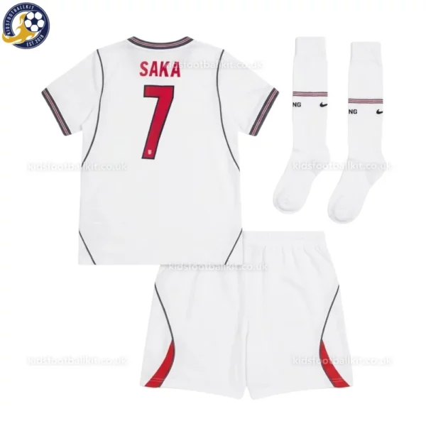 England SAKA 7 Home World Cup 2026 Kids Football Kit-back view with socks