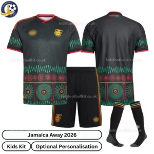 Jamaica Away Kids Kit 2026-over view with socks