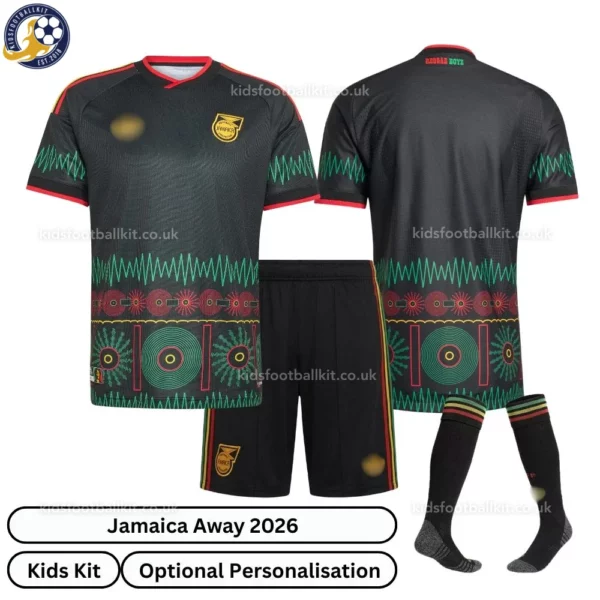 Jamaica Away Kids Kit 2026-over view with socks