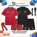 Portugal World Cup Home and Black Panther Kids Kit 2026 with socks