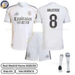 Real Madrid Home Kids Kit 25_26-over view-VALVERDE 8