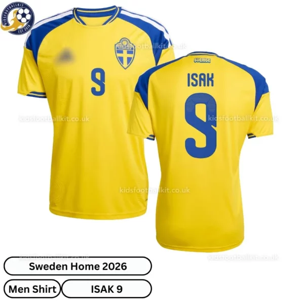 Sweden World Cup Men Shirt 2026-ISAK 9-over view