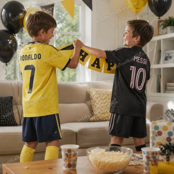 Al Nassr and Inter Miami Birthday Gift Pack – Home and Away Kids Football Kit 2025_26 – RONALDO 7 and MESSI 10-image