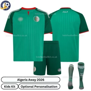 Algeria Away Kids Kit 2026-over view with socks