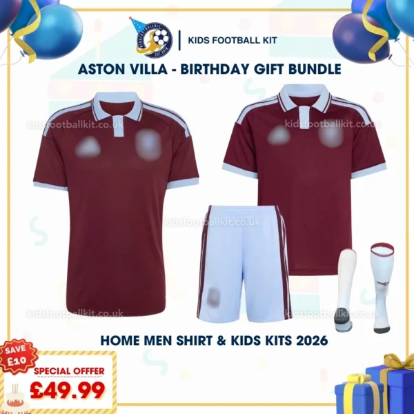 Aston villa home men shirt and kids kit 26_27