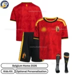 Belgium Home Kids Football Kit 2026-over view with socks
