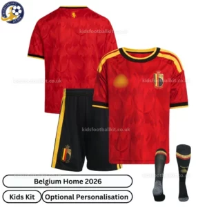 Belgium Home Kids Football Kit 2026-over view with socks