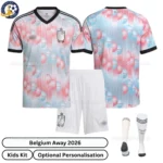Belgium away kids kit 2026-over view with socks