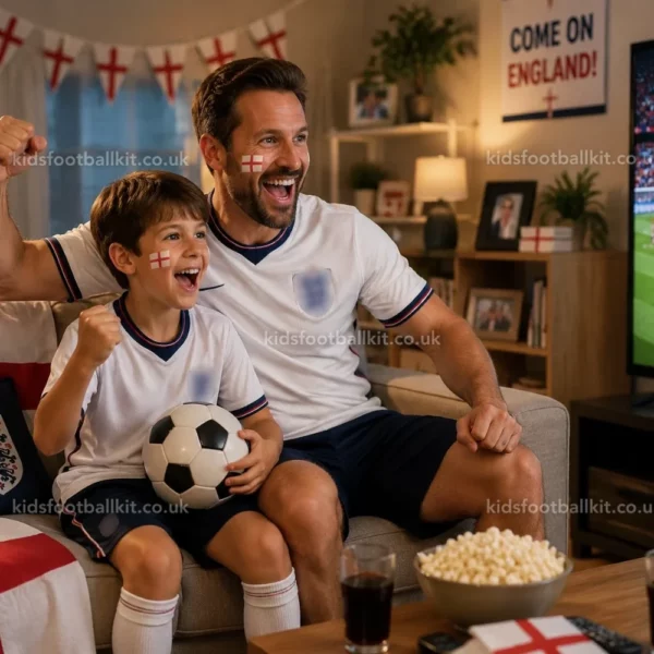 England World Cup 2026 Birthday Gift Pack – Home Dad and Son Kids Football Kit 2026 – Navy Short Version-image