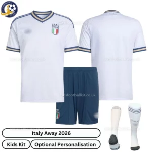 Italy Away Kids Kit 2026-over view with socks