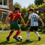 Portugal and Argentina Birthday Gift Pack – Home Kids Football Kit 2022 – RONALDO 7 and MESSI 10-image